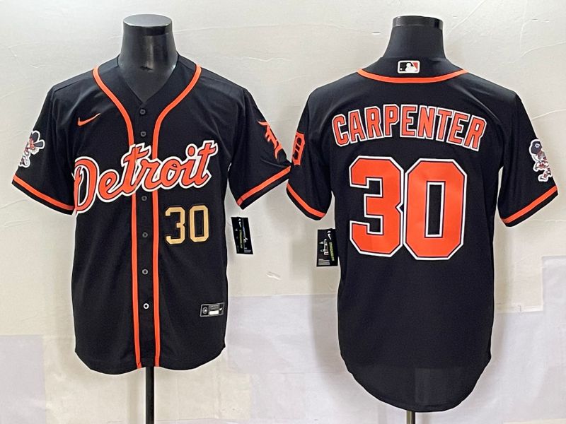Men 2025 Detroit Tigers 30 Carpenter Black Joint Name Nike MLB Jersey style 3